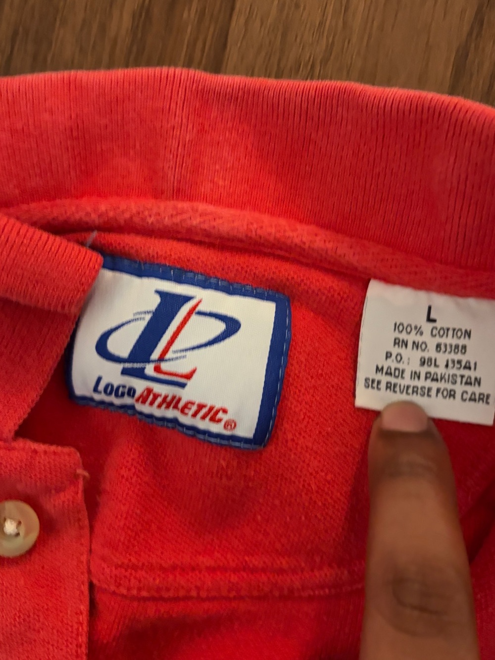 Logo Athletic  Red Polo with Button Collar